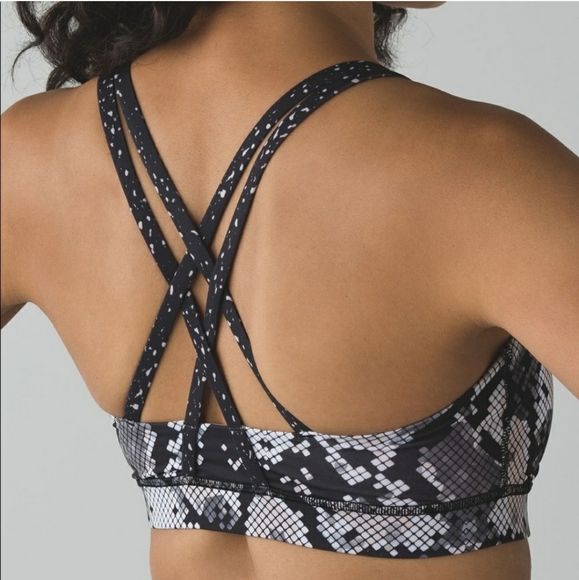 Lululemon Energy Bra Ziggy Snake Gray, Black  Light Pink. Strappy Back. Size 6. - Picture 1 of 7